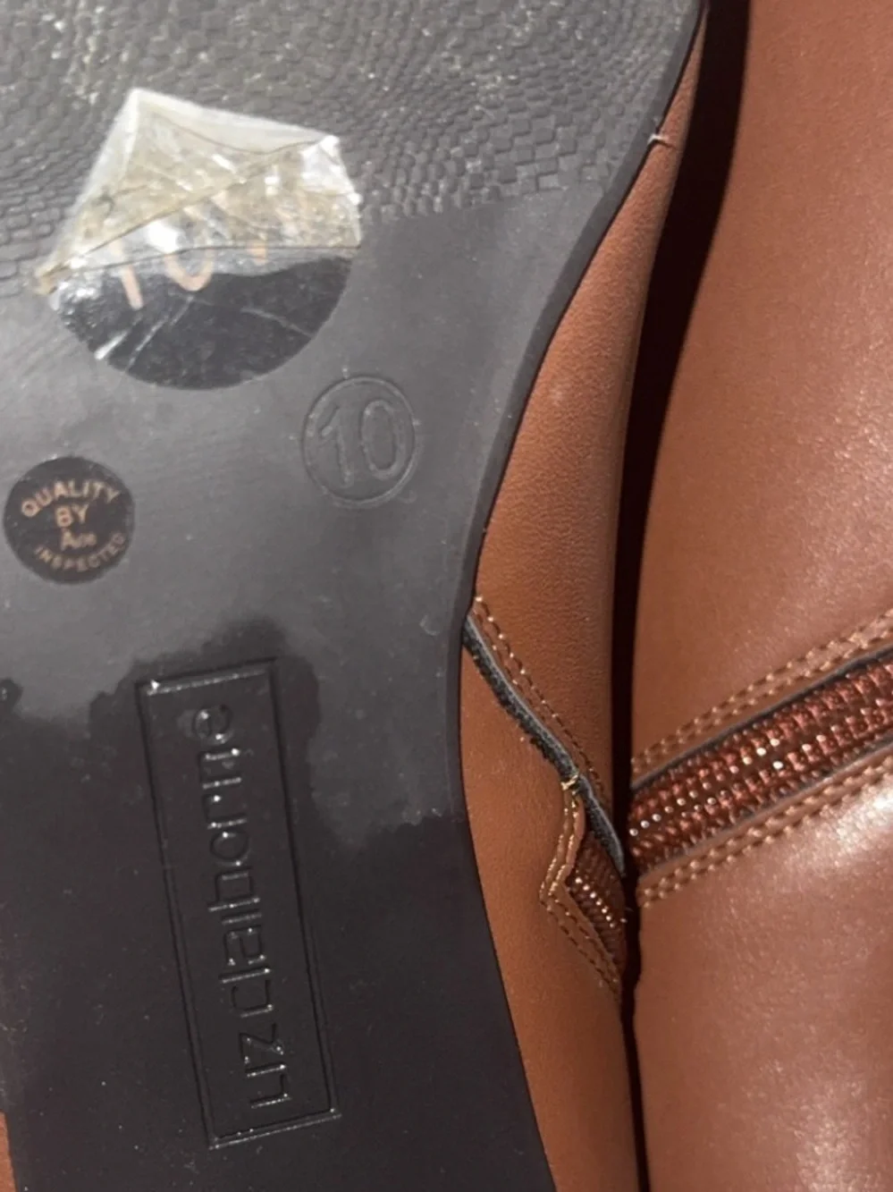 Liz Claiborne Women's Tan Leather Ankle Boots with Gold Detail - Picture 8 of 8